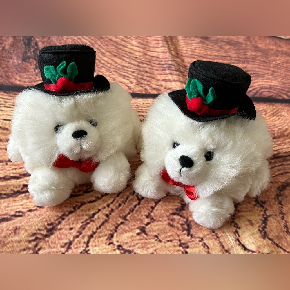 Vintage Russ “Mister. Christmas” Snowball Bear In Hat White Soft Plush Toys 8” - Picture 4 of 8